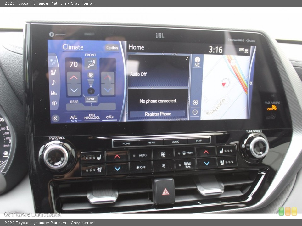 Gray Interior Controls for the 2020 Toyota Highlander Platinum #139658200