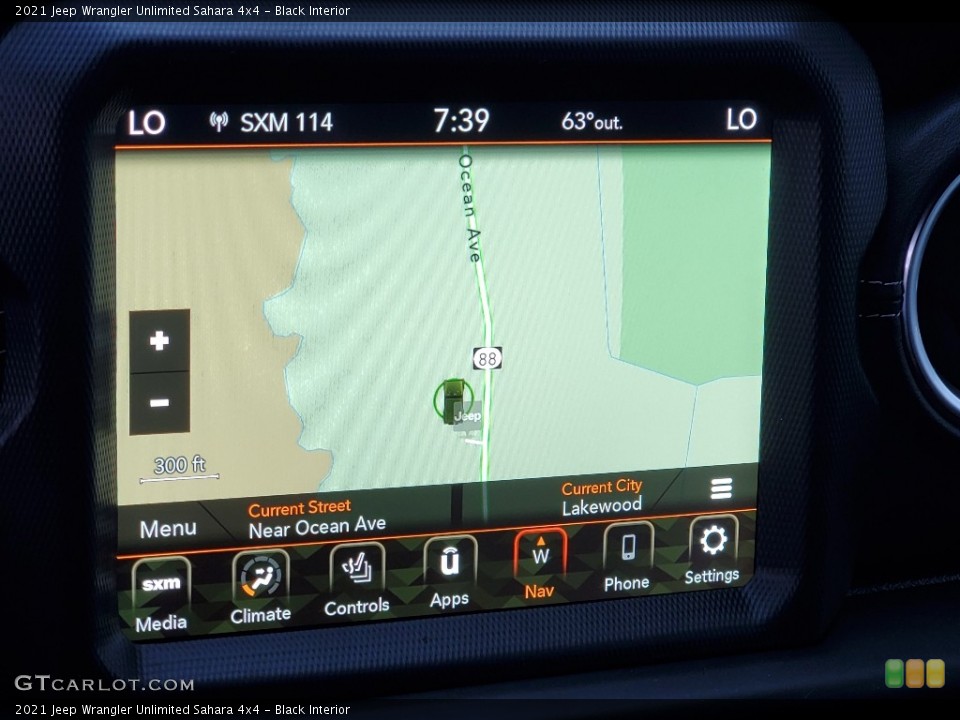 Black Interior Navigation for the 2021 Jeep Wrangler Unlimited Sahara 4x4 #139668309