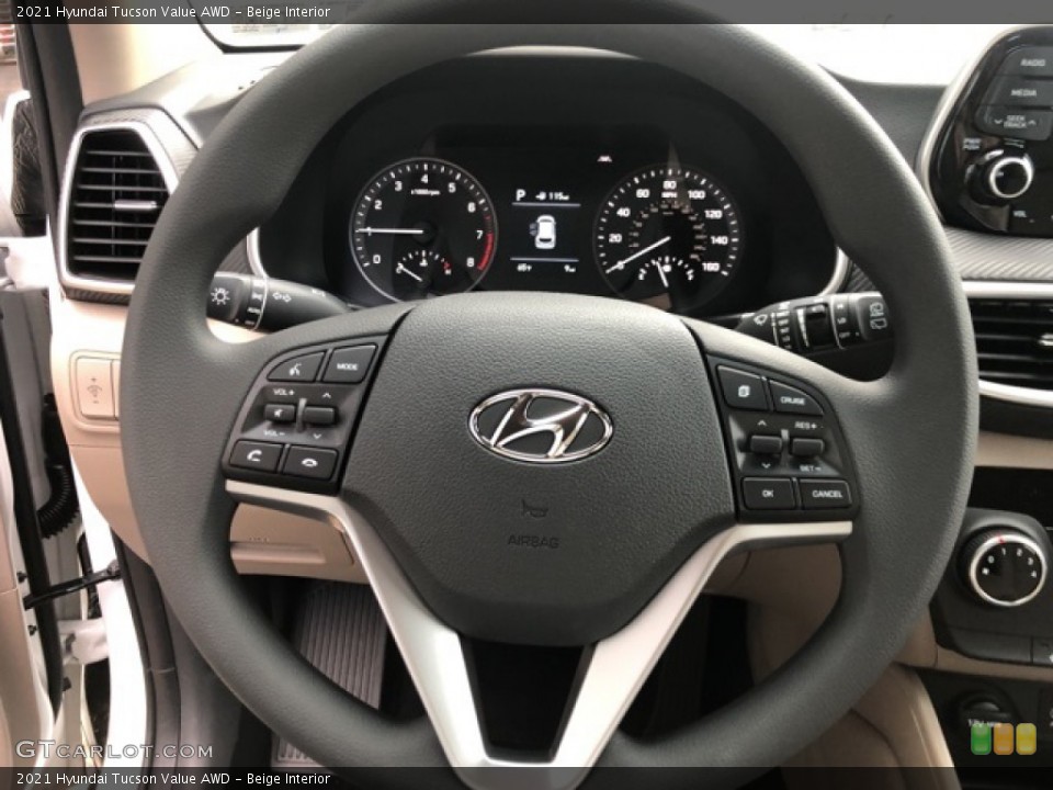 Beige Interior Steering Wheel for the 2021 Hyundai Tucson Value AWD #139687556
