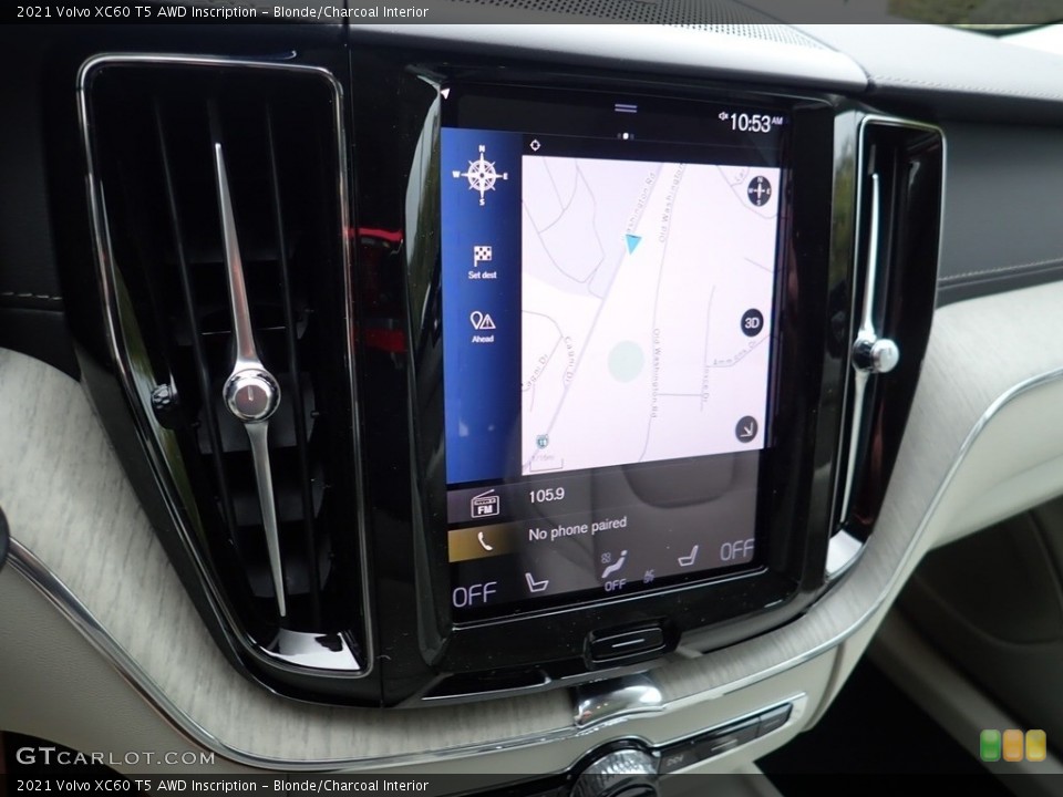 Blonde/Charcoal Interior Navigation for the 2021 Volvo XC60 T5 AWD Inscription #139742012