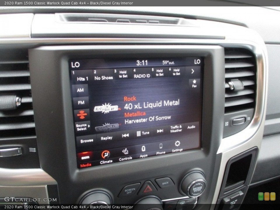 Black/Diesel Gray Interior Controls for the 2020 Ram 1500 Classic Warlock Quad Cab 4x4 #139742780
