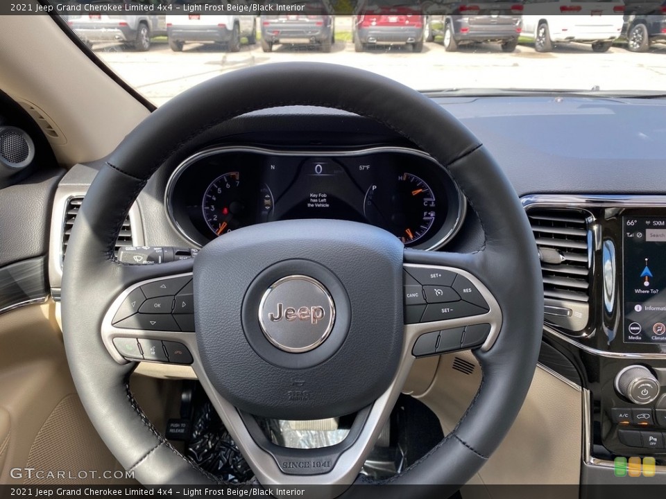 Light Frost Beige/Black Interior Steering Wheel for the 2021 Jeep Grand Cherokee Limited 4x4 #139754534