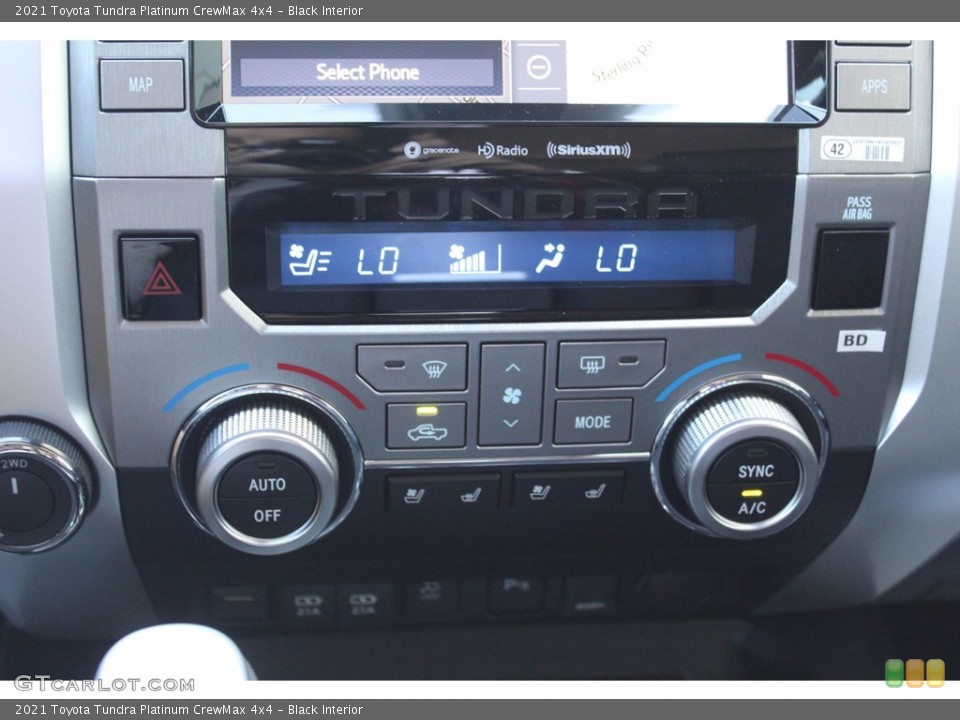 Black Interior Controls for the 2021 Toyota Tundra Platinum CrewMax 4x4 #139775991