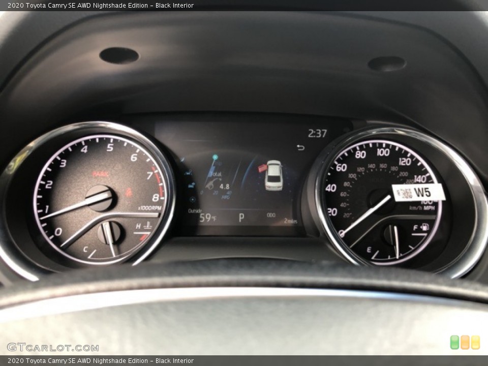 Black Interior Gauges for the 2020 Toyota Camry SE AWD Nightshade Edition #139781367
