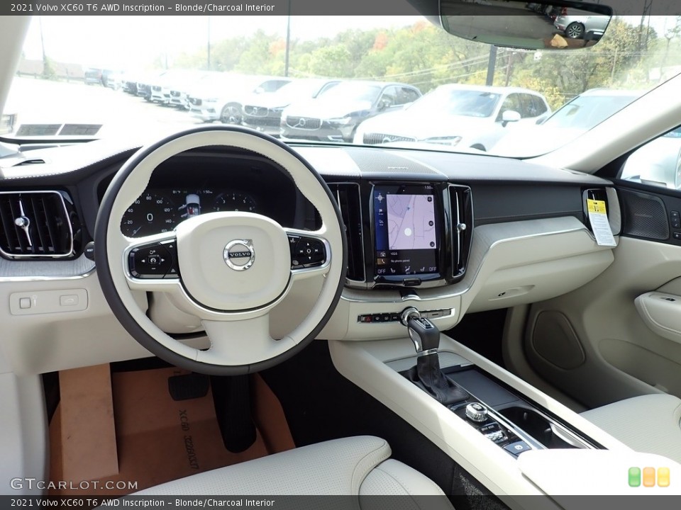 Blonde/Charcoal Interior Photo for the 2021 Volvo XC60 T6 AWD Inscription #139800991