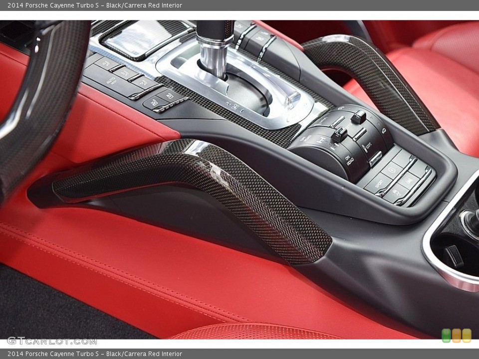 Black/Carrera Red Interior Controls for the 2014 Porsche Cayenne Turbo S #139849496