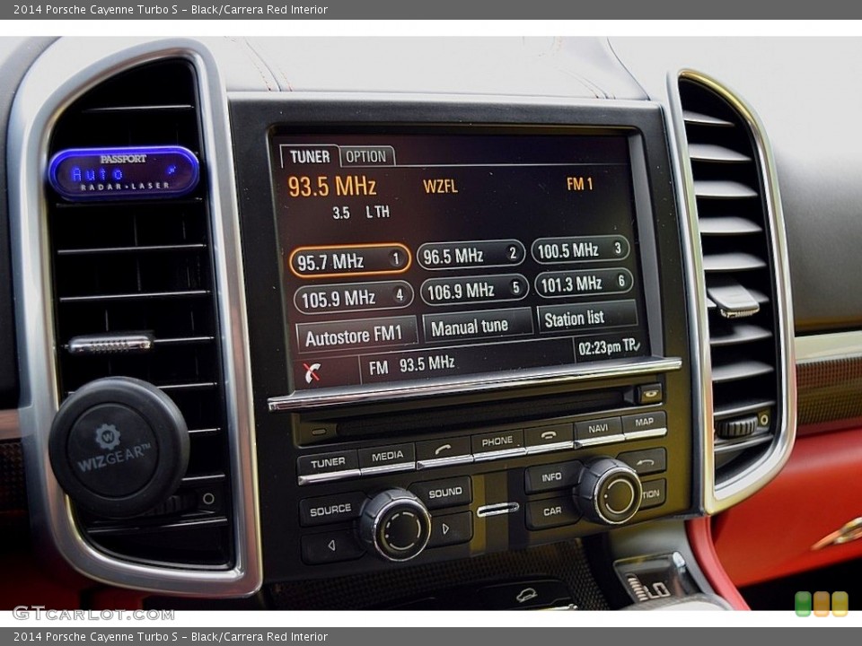 Black/Carrera Red Interior Controls for the 2014 Porsche Cayenne Turbo S #139850510