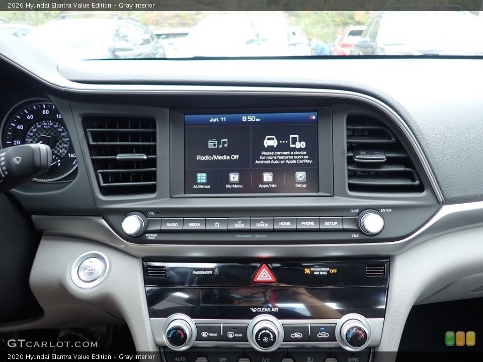 Gray Interior Controls for the 2020 Hyundai Elantra Value Edition #139896108