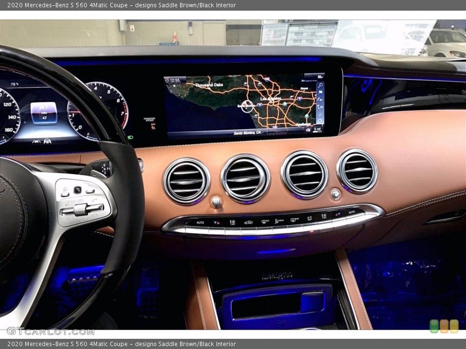 designo Saddle Brown/Black Interior Navigation for the 2020 Mercedes-Benz S 560 4Matic Coupe #139902047