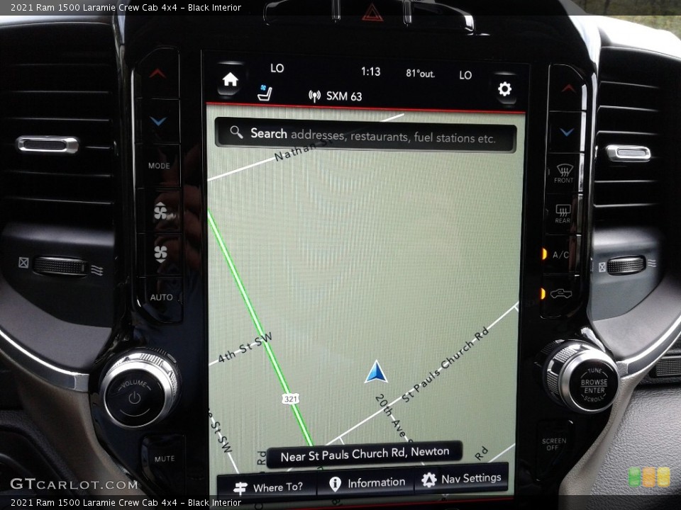 Black Interior Navigation for the 2021 Ram 1500 Laramie Crew Cab 4x4 #139902512