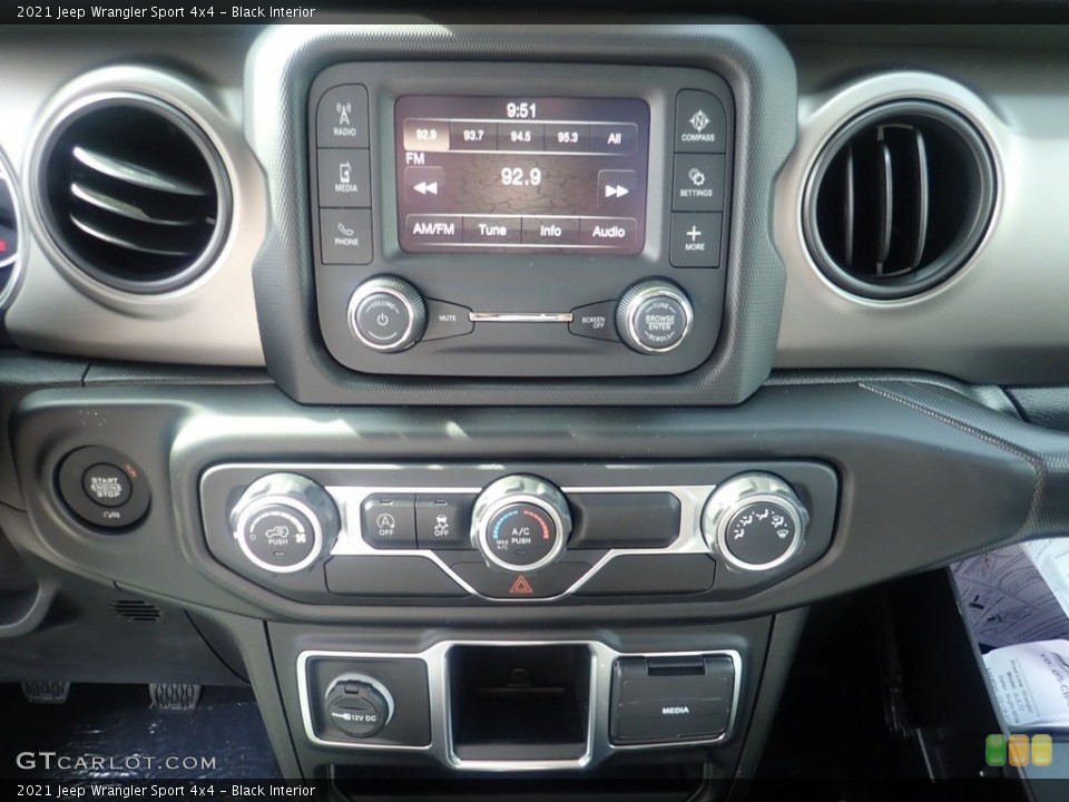 Black Interior Controls for the 2021 Jeep Wrangler Sport 4x4 #139938039