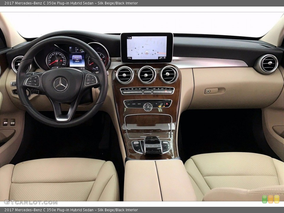 Silk Beige/Black Interior Dashboard for the 2017 Mercedes-Benz C 350e Plug-in Hybrid Sedan #139943925