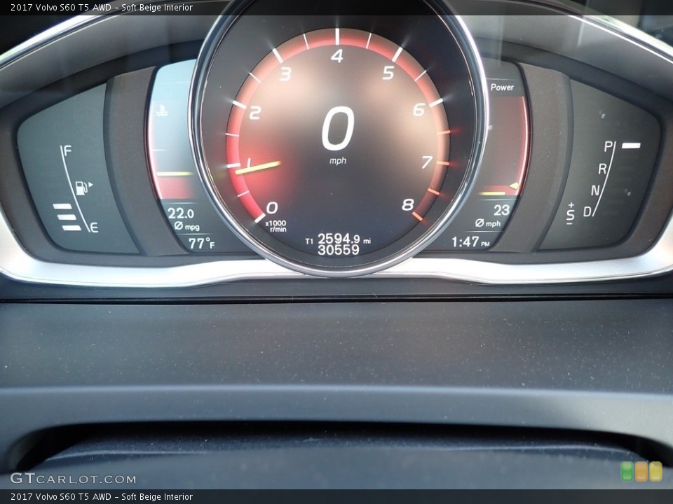 Soft Beige Interior Gauges for the 2017 Volvo S60 T5 AWD #139956487