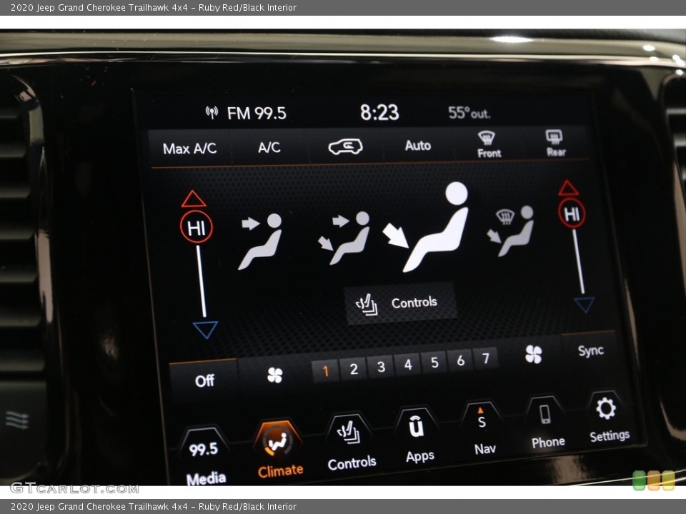 Ruby Red/Black Interior Controls for the 2020 Jeep Grand Cherokee Trailhawk 4x4 #139959044