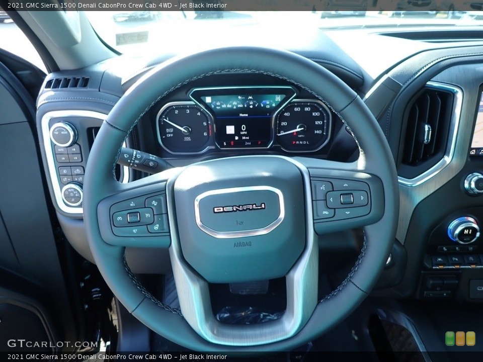 Jet Black Interior Steering Wheel for the 2021 GMC Sierra 1500 Denali CabonPro Crew Cab 4WD #139959832