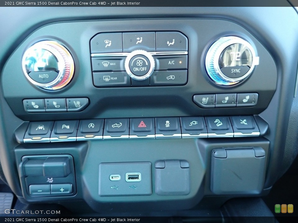 Jet Black Interior Controls for the 2021 GMC Sierra 1500 Denali CabonPro Crew Cab 4WD #139959883