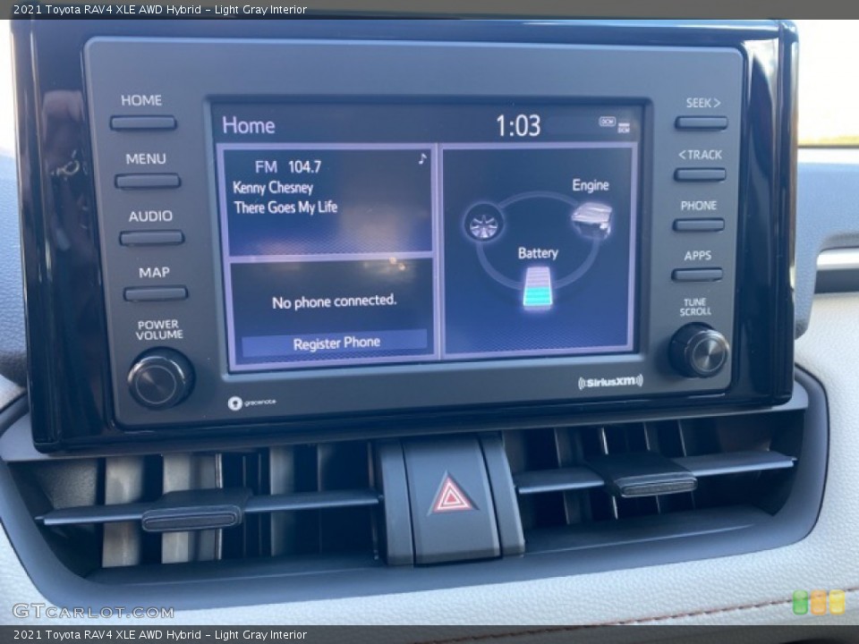 Light Gray Interior Controls for the 2021 Toyota RAV4 XLE AWD Hybrid #139965643