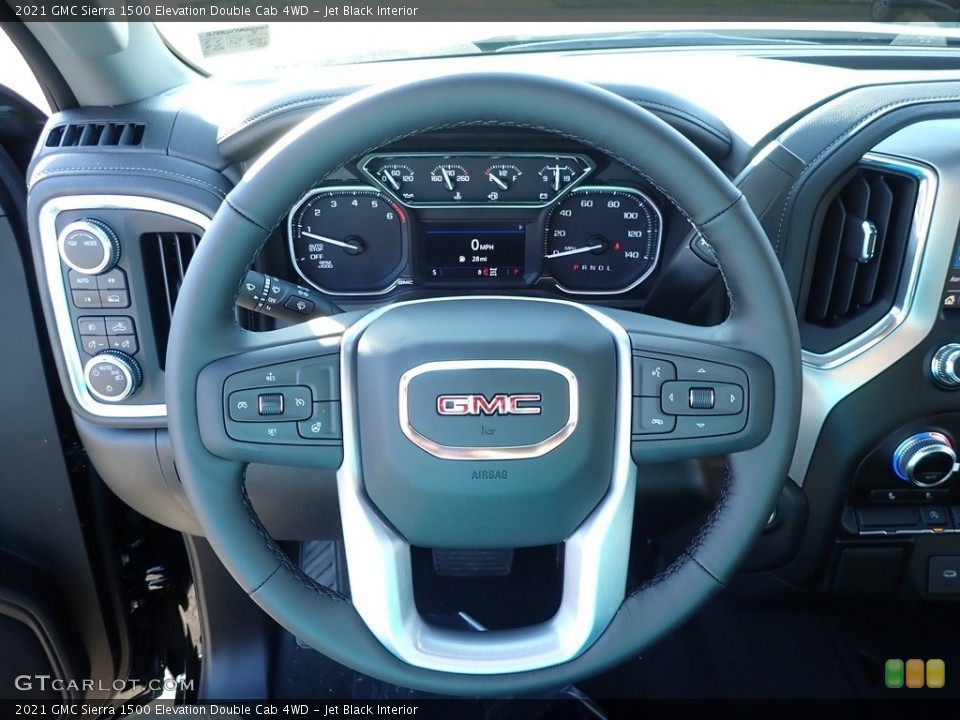 Jet Black Interior Steering Wheel for the 2021 GMC Sierra 1500 Elevation Double Cab 4WD #139977640