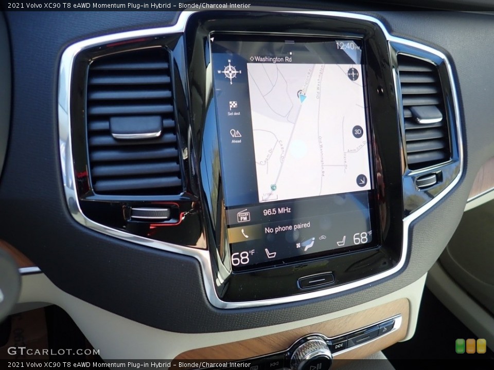 Blonde/Charcoal Interior Navigation for the 2021 Volvo XC90 T8 eAWD Momentum Plug-in Hybrid #139977724