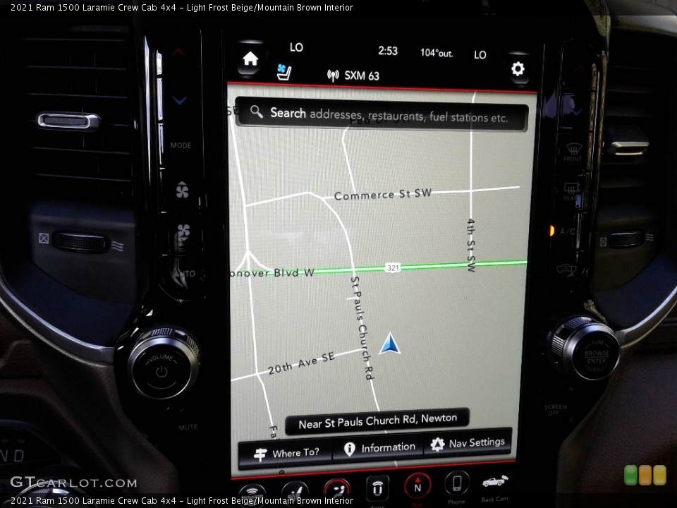 Light Frost Beige/Mountain Brown Interior Navigation for the 2021 Ram 1500 Laramie Crew Cab 4x4 #139978858