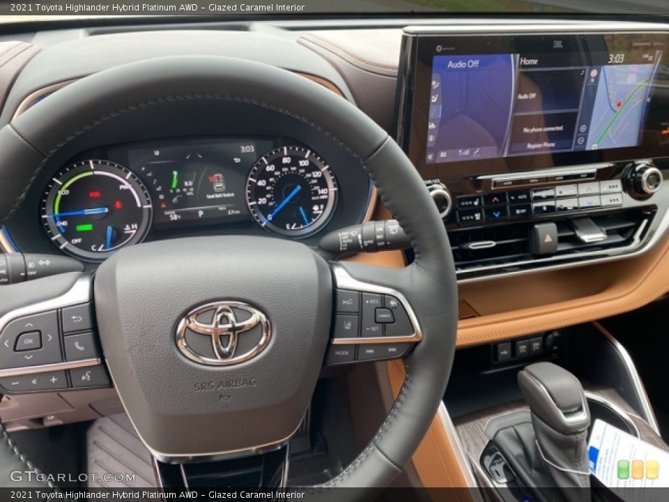 Glazed Caramel Interior Controls for the 2021 Toyota Highlander Hybrid Platinum AWD #139995107