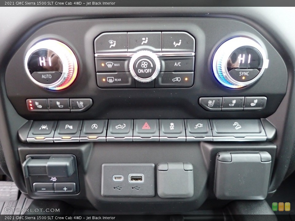 Jet Black Interior Controls for the 2021 GMC Sierra 1500 SLT Crew Cab 4WD #139995515