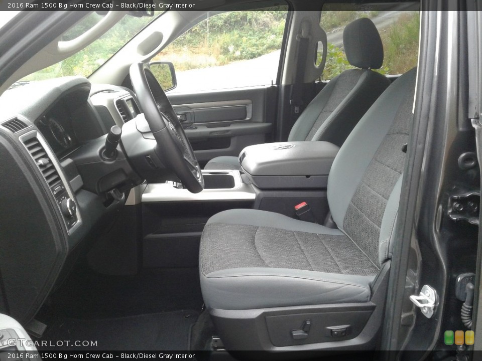 Black/Diesel Gray Interior Front Seat for the 2016 Ram 1500 Big Horn Crew Cab #140002799