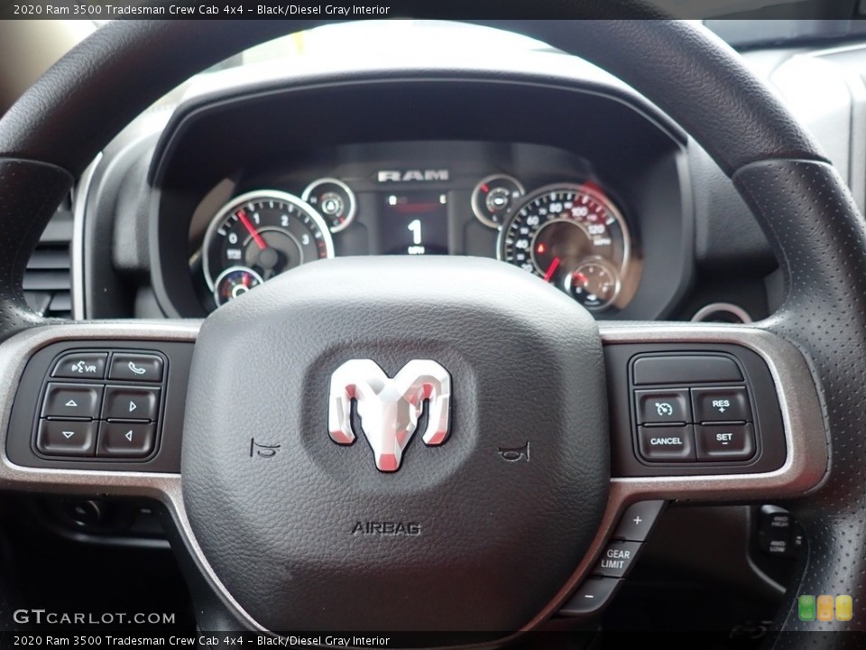 Black/Diesel Gray Interior Steering Wheel for the 2020 Ram 3500 Tradesman Crew Cab 4x4 #140006806