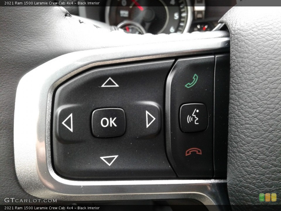Black Interior Steering Wheel for the 2021 Ram 1500 Laramie Crew Cab 4x4 #140011228