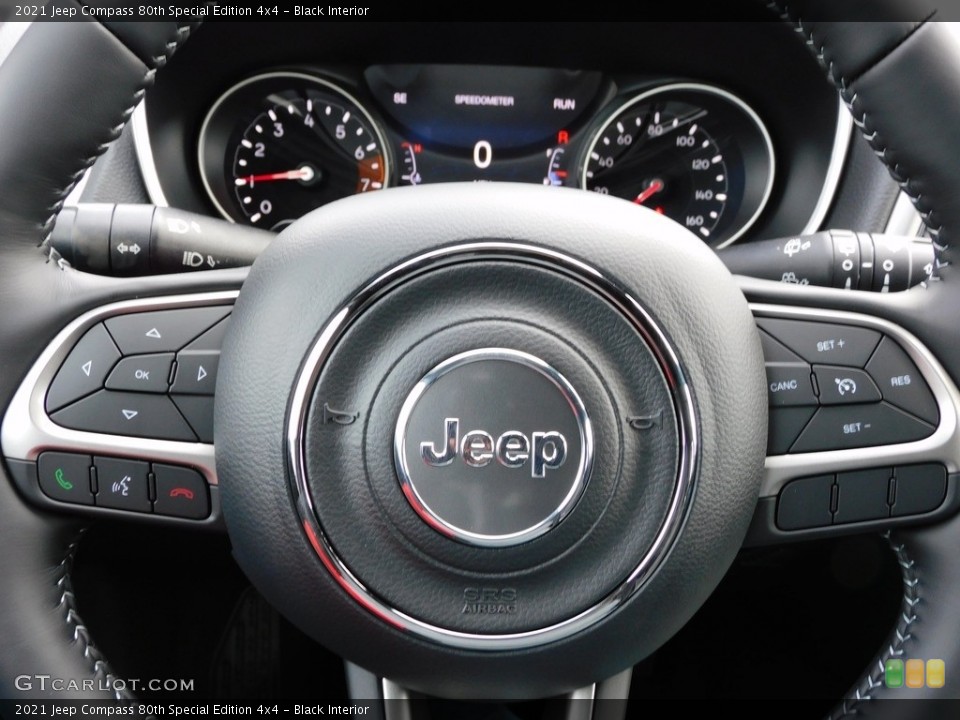 Black Interior Steering Wheel for the 2021 Jeep Compass 80th Special Edition 4x4 #140080526