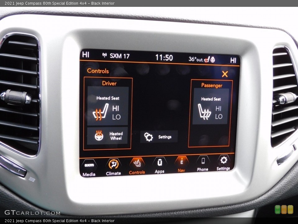 Black Interior Controls for the 2021 Jeep Compass 80th Special Edition 4x4 #140080906