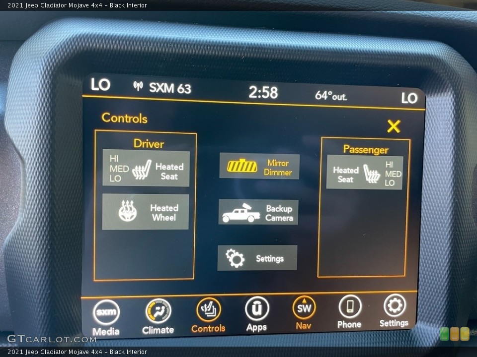 Black Interior Controls for the 2021 Jeep Gladiator Mojave 4x4 #140097660