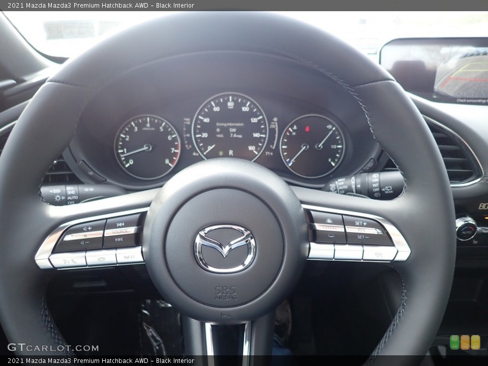 Black Interior Steering Wheel for the 2021 Mazda Mazda3 Premium Hatchback AWD #140112472