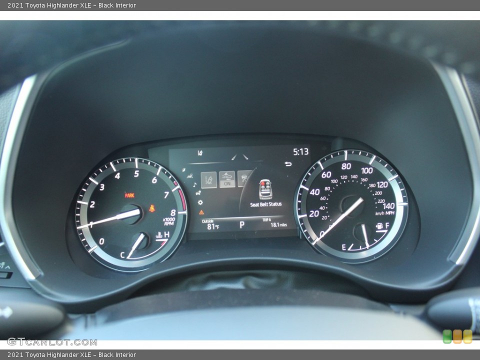 Black Interior Gauges for the 2021 Toyota Highlander XLE #140121211