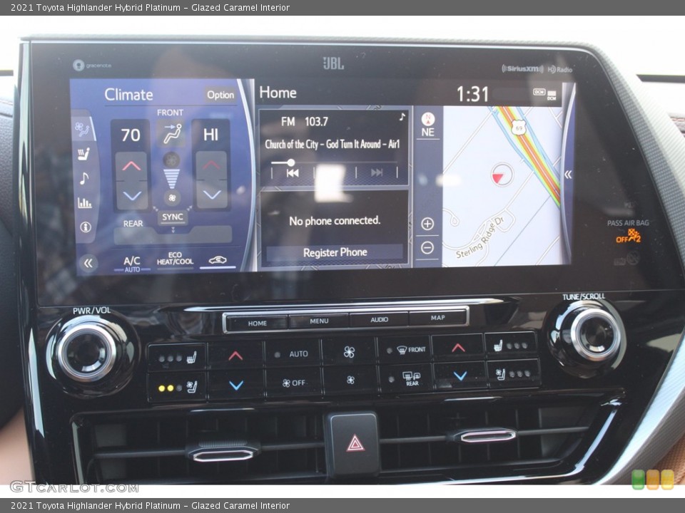 Glazed Caramel Interior Controls for the 2021 Toyota Highlander Hybrid Platinum #140138397