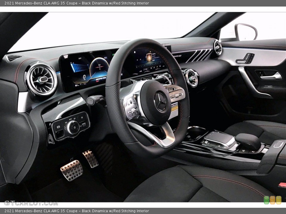 Black Dinamica w/Red Stitching 2021 Mercedes-Benz CLA Interiors