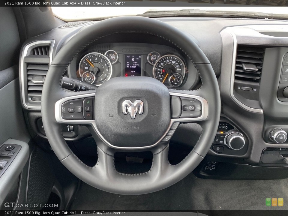 Diesel Gray/Black Interior Steering Wheel for the 2021 Ram 1500 Big Horn Quad Cab 4x4 #140150043