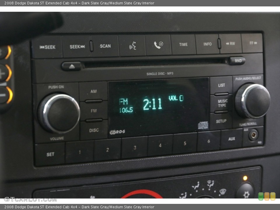Dark Slate Gray/Medium Slate Gray Interior Controls for the 2008 Dodge Dakota ST Extended Cab 4x4 #140173137