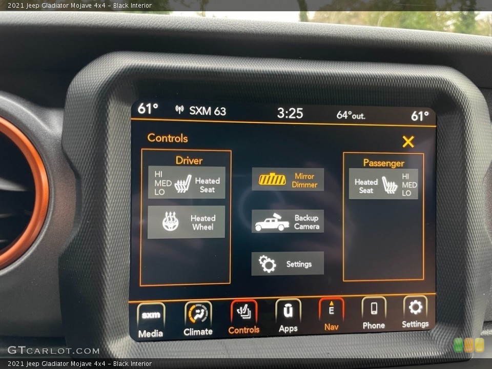 Black Interior Controls for the 2021 Jeep Gladiator Mojave 4x4 #140192865