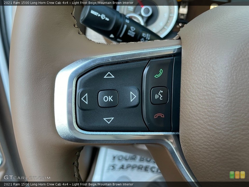 Light Frost Beige/Mountain Brown Interior Steering Wheel for the 2021 Ram 1500 Long Horn Crew Cab 4x4 #140208399