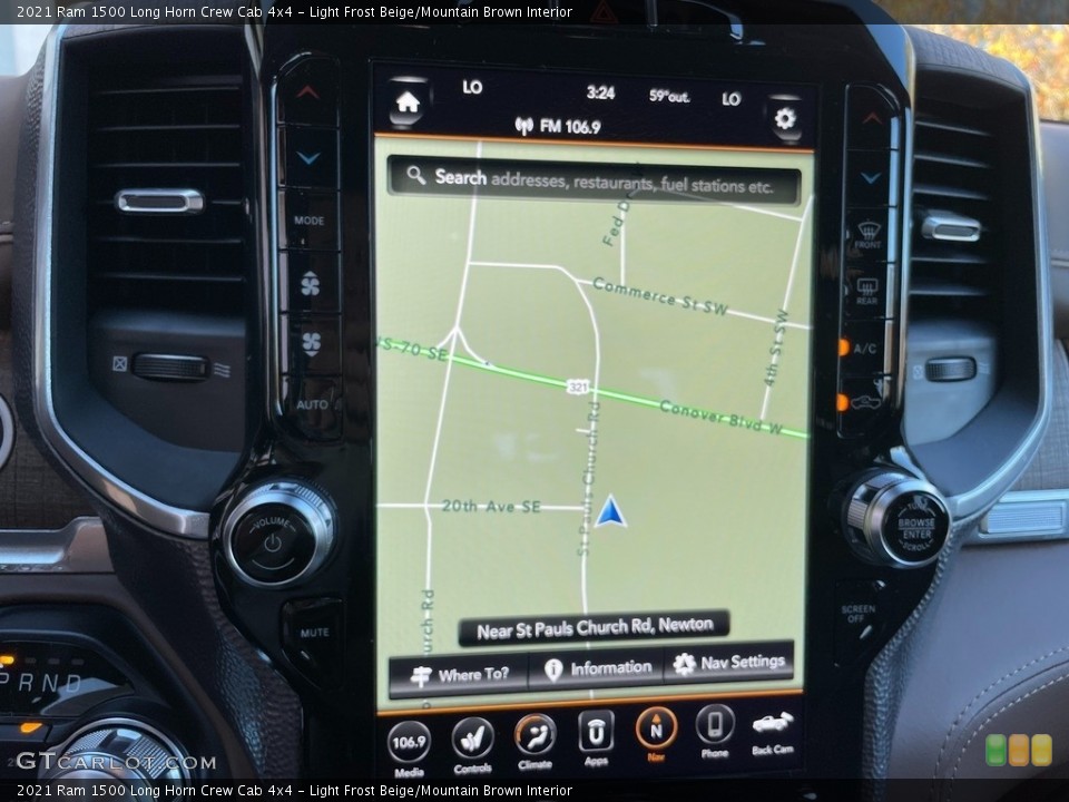 Light Frost Beige/Mountain Brown Interior Navigation for the 2021 Ram 1500 Long Horn Crew Cab 4x4 #140208504
