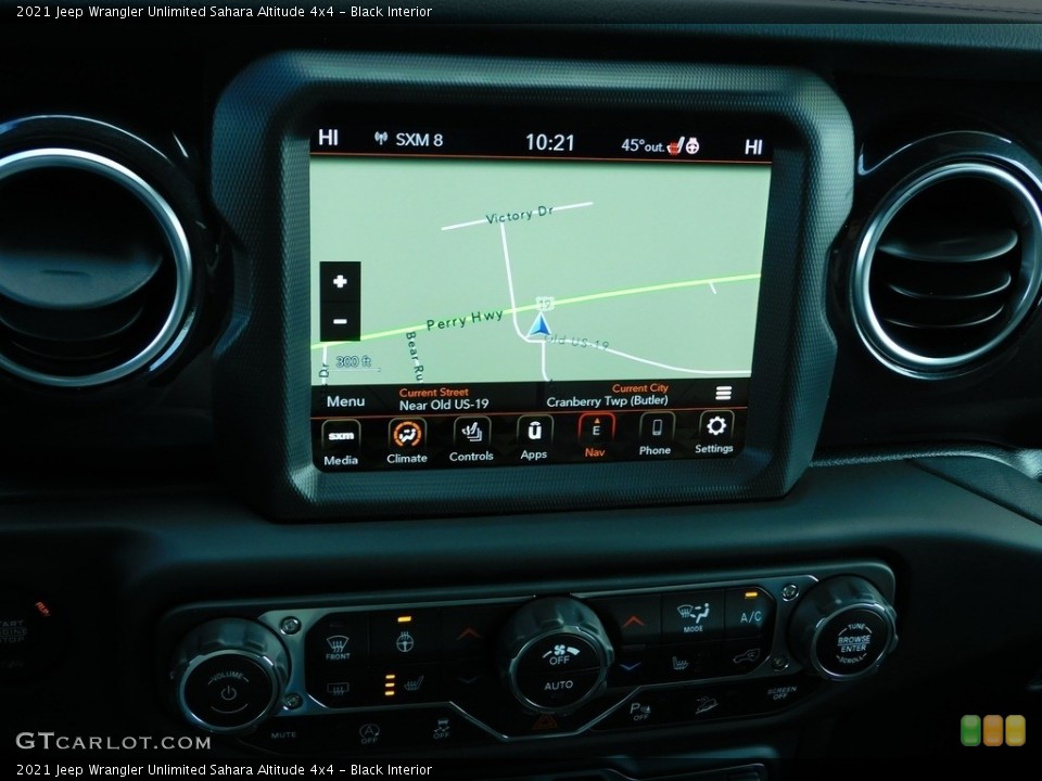 Black Interior Navigation for the 2021 Jeep Wrangler Unlimited Sahara Altitude 4x4 #140210333
