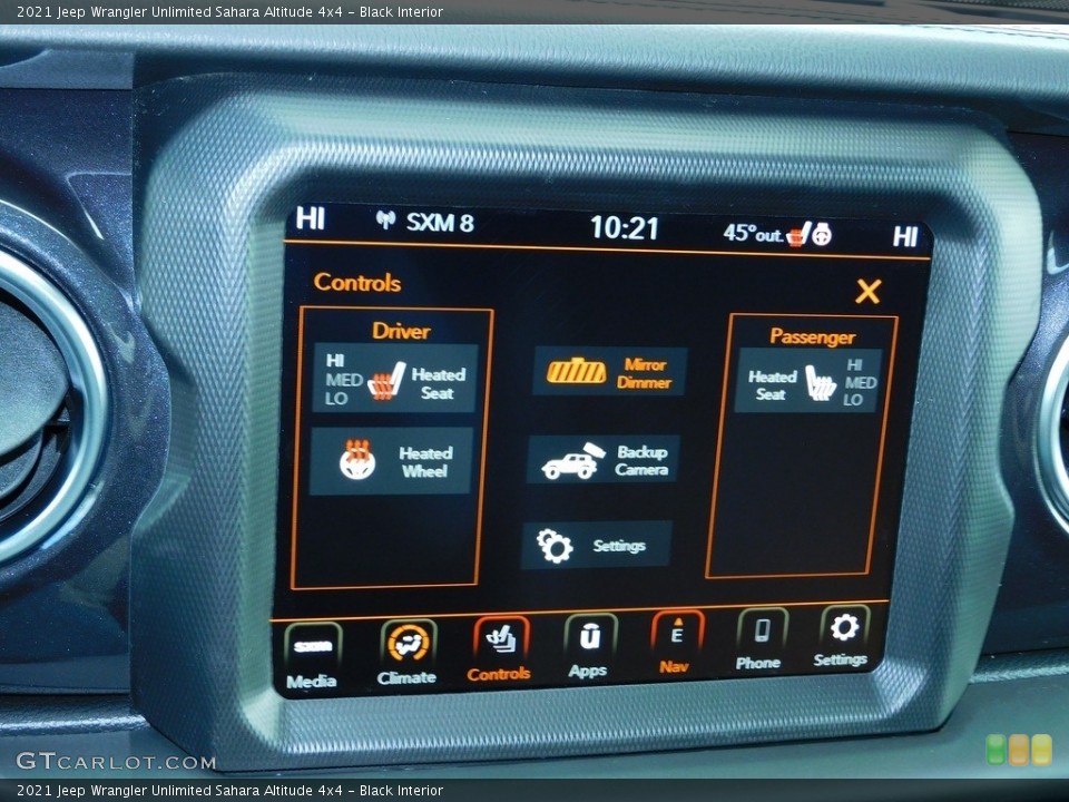 Black Interior Controls for the 2021 Jeep Wrangler Unlimited Sahara Altitude 4x4 #140210355