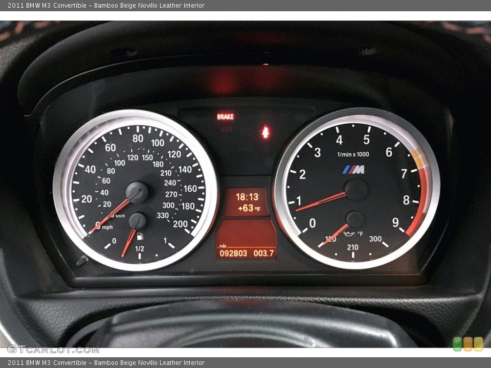 Bamboo Beige Novillo Leather Interior Gauges for the 2011 BMW M3 Convertible #140246915