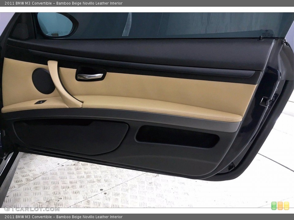 Bamboo Beige Novillo Leather Interior Door Panel for the 2011 BMW M3 Convertible #140247008