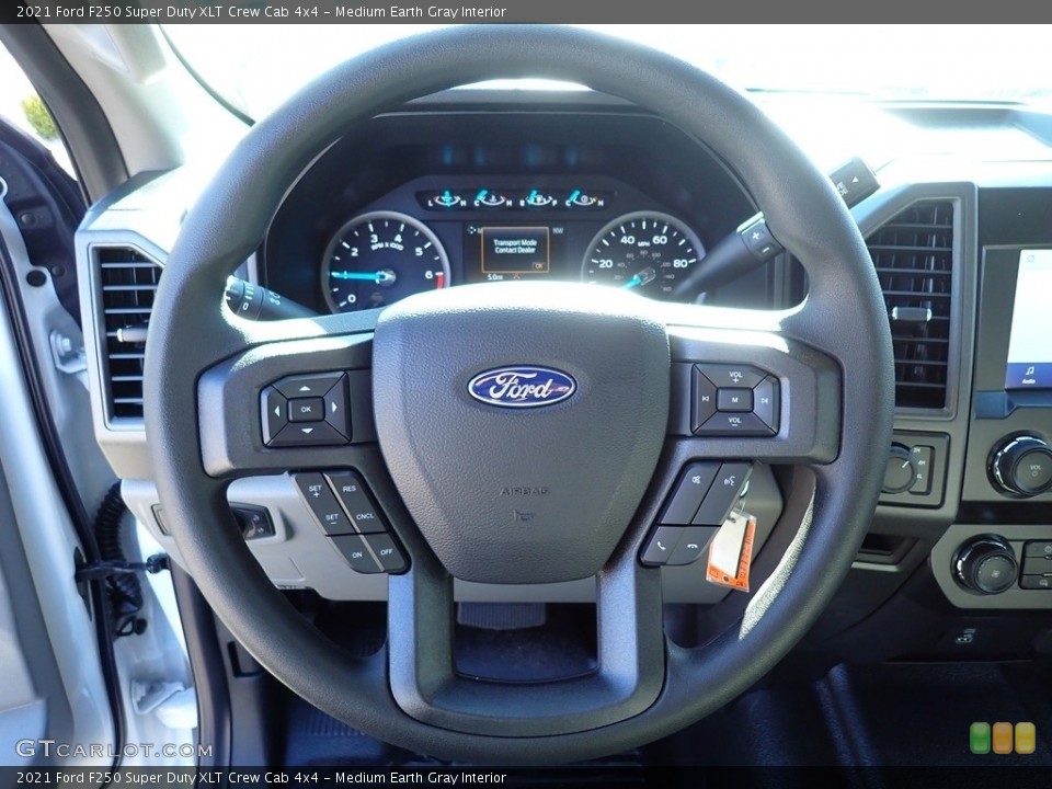 Medium Earth Gray Interior Steering Wheel for the 2021 Ford F250 Super Duty XLT Crew Cab 4x4 #140260919