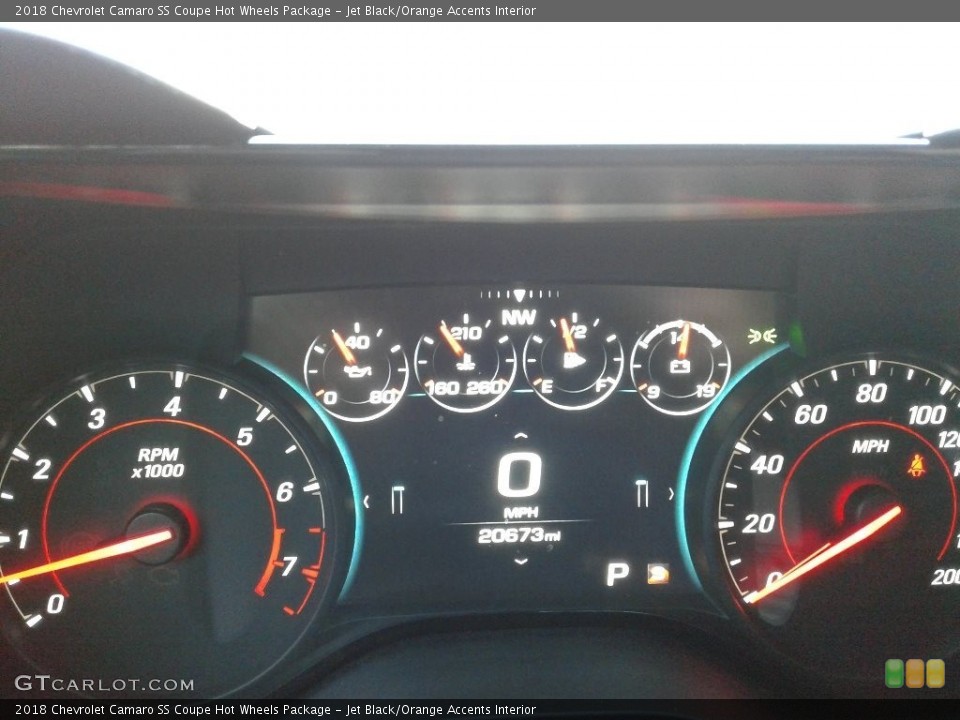 Jet Black/Orange Accents Interior Gauges for the 2018 Chevrolet Camaro SS Coupe Hot Wheels Package #140263058