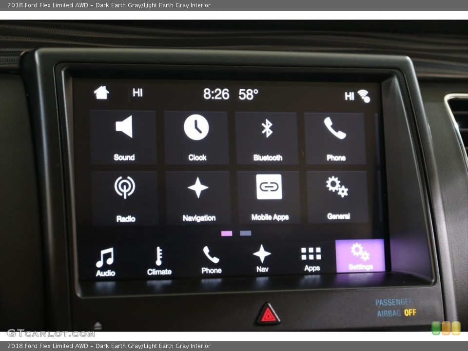 Dark Earth Gray/Light Earth Gray Interior Controls for the 2018 Ford Flex Limited AWD #140274209