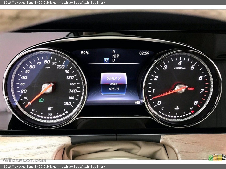 Macchiato Beige/Yacht Blue Interior Gauges for the 2019 Mercedes-Benz E 450 Cabriolet #140304688