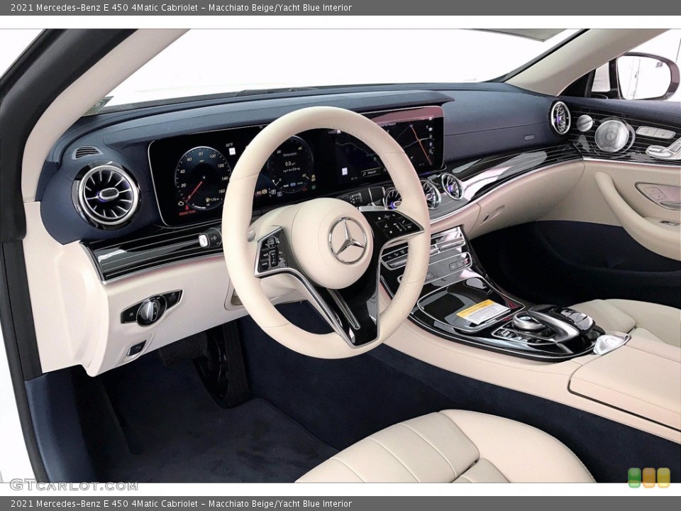 Macchiato Beige/Yacht Blue Interior Photo for the 2021 Mercedes-Benz E 450 4Matic Cabriolet #140329989